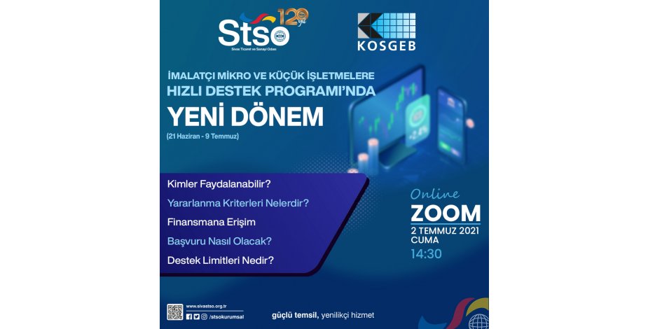 İMALATÇI MİKRO VE KÜÇÜK İŞLETMELERE HIZLI DESTEK PROGRAMI’NDA YENİ DÖNEM (21 Haziran - 9 Temmuz)