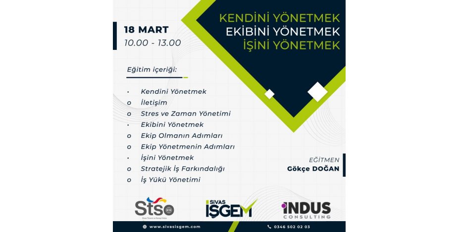 Kendini Yönetmek, Ekibini Yönetmek, İşini Yönetmek